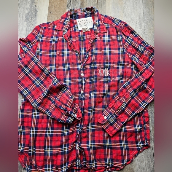 Frank & Eileen Relaxed Button Up Shirt Red Plaid Women's XS - Picture 2 of 16